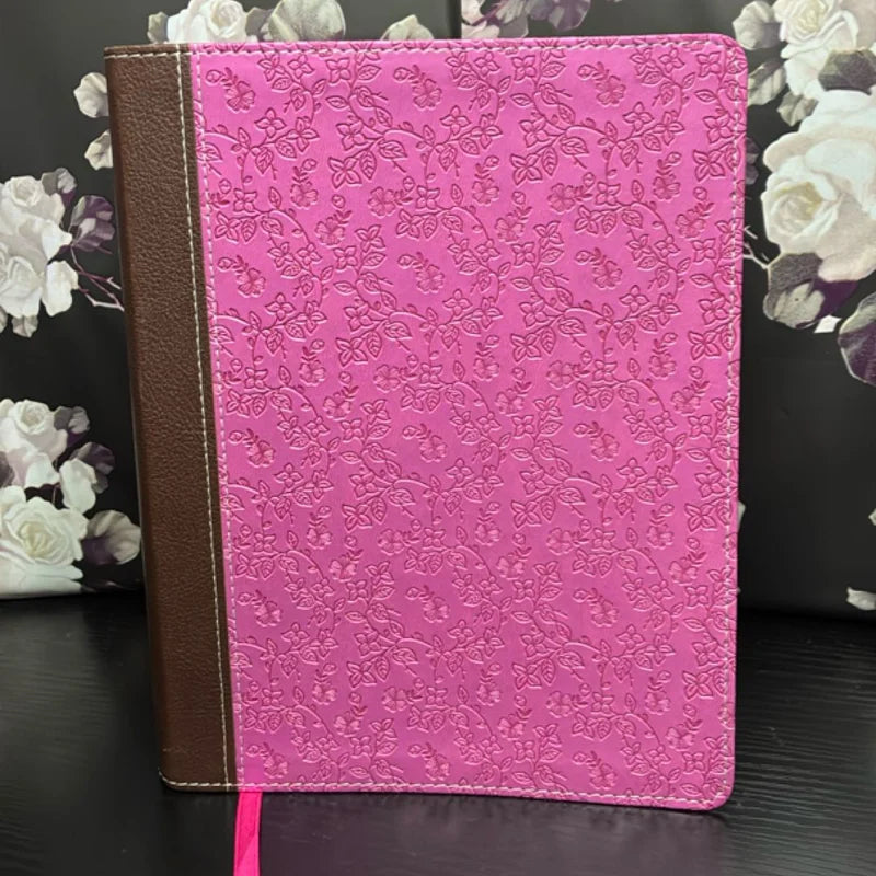 Journal the Word Bible, Large Print, Imitation Leather, Pink/Brown