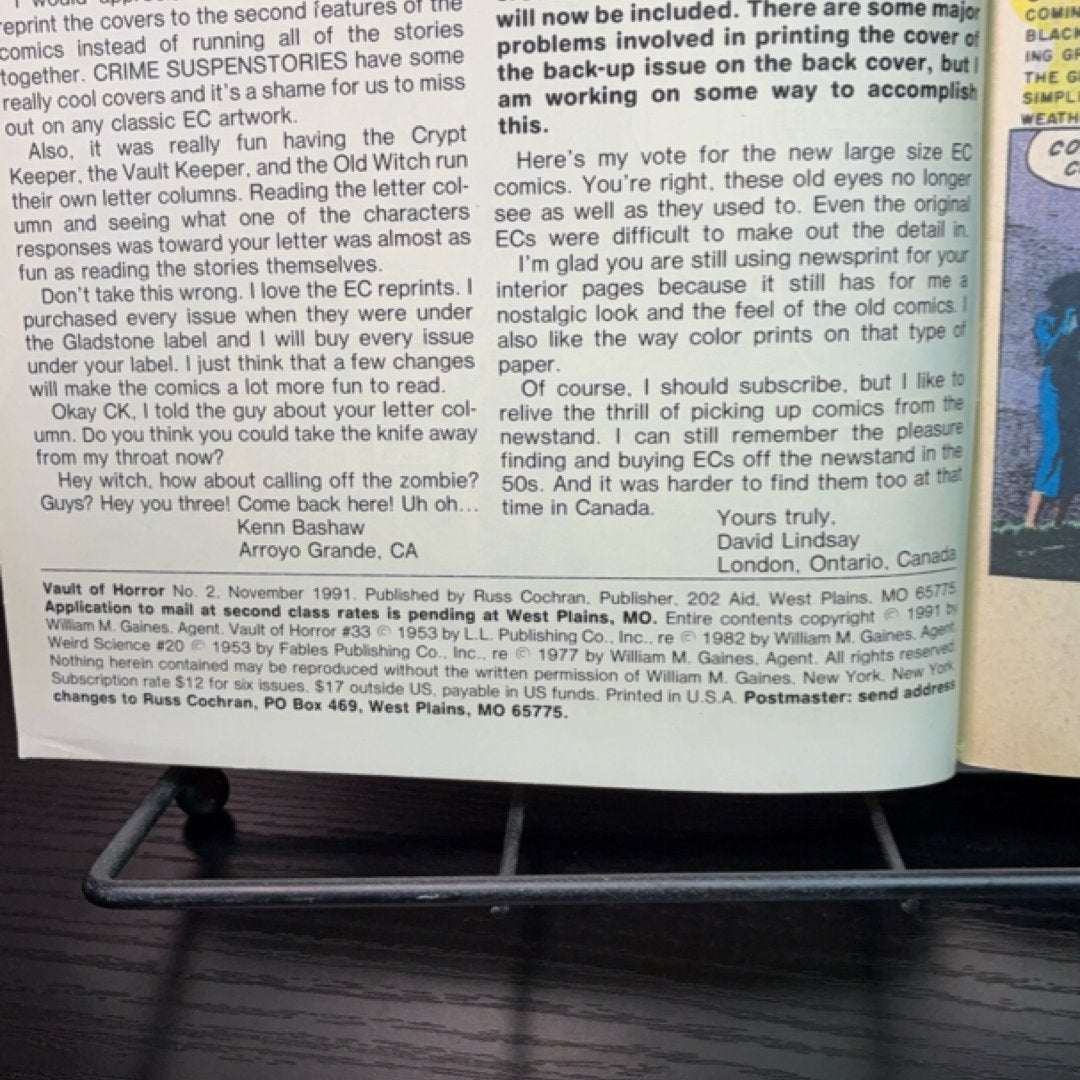 The Vault of Horror #2 (Gladstone Reprint) exact copy — photo 3